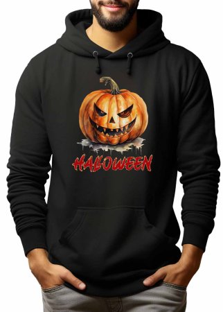 Halloween Hoodie mit gruseligen Kürbis Print